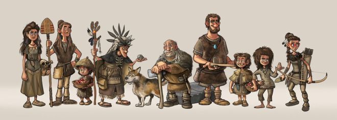 Artist Alex Leonard's illustration of Neolithic woodland tribe