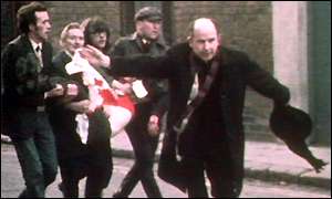Edward Daly on Bloody Sunday - photo by BBC journalist John Bierman