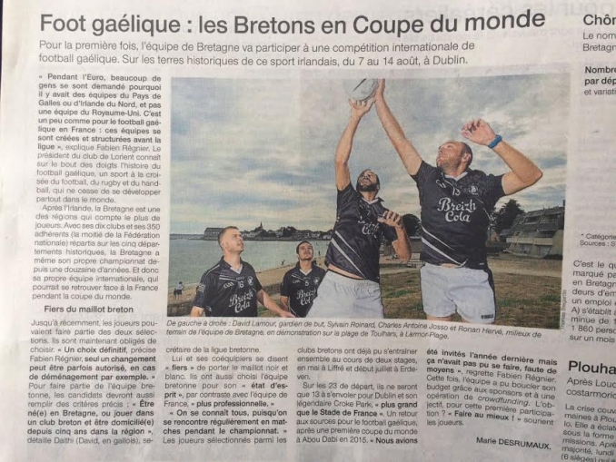 GAA World Games 2016 With Breton Team
