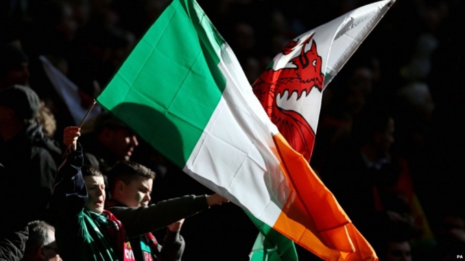 Irish and Welsh flags. Image:BBC Wales
