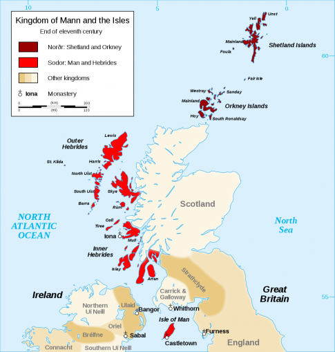 Map of Kingdom of Mann and the Isles at end of eleventh century