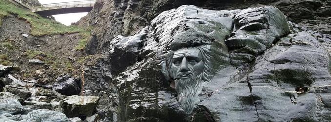 Merlin carving Tintagel
