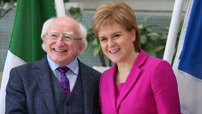 Nicola Sturgeon Scottish First Minister and Irish President Michael D Higgins. Image:RTE