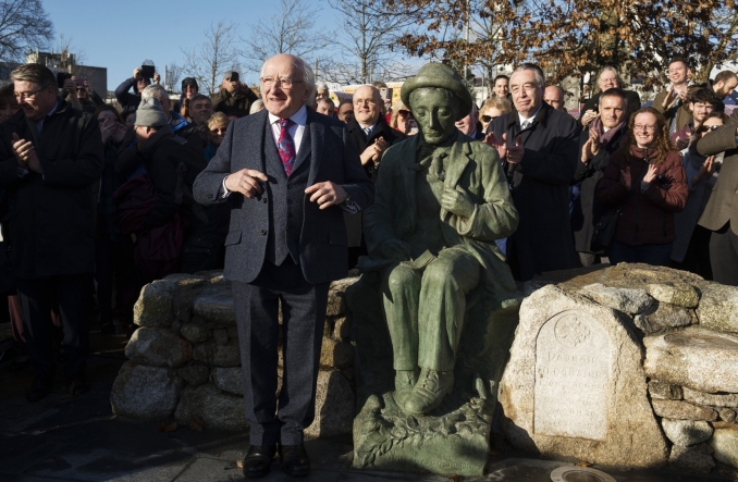 Pádraic Ó Conaire statue unveiled by Irish President Michael D Higgins