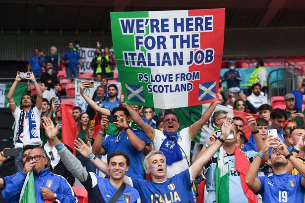 Scottish fans supporting Italy