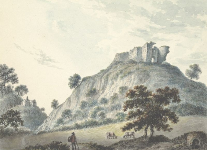 South aspect of Caergwrle Castle c.1795  painted by Welsh artist John Ingleby (1749 - 1808) 