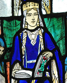 St Margaret depicted in stained glass window in Edinburgh
