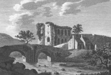 Brecon Castle engraving by Samuel Sparrow 1786