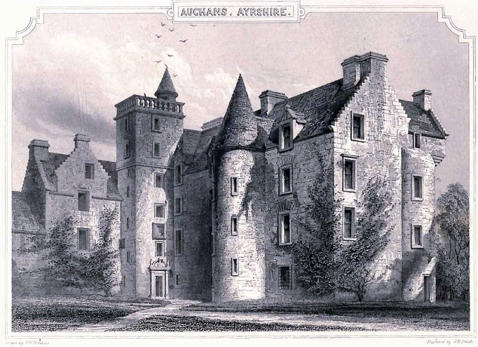 Auchans Castle near Dundonald, Ayrshire, Scotland. The Baronial and Ecclesiastical Antiquities of Scotland by R. W. Billings published Published in 15th October 1901.
