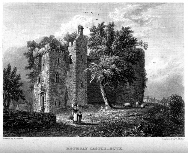 Rothesay Castle, Bute. Engraving by William Miller after W Browndate 1830