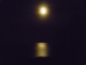 Moon over Laxey Bay Isle of Man