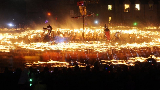 Up Helly Aa Viking Galley Burned image BBC