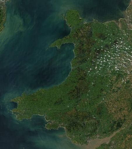 Wales satellite image by NASA